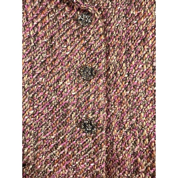 Rebecca Taylor Tweed Blazer Jacket Pink,Orange,Tan Bling Sz 6  Wool Blend Career - Picture 4 of 10